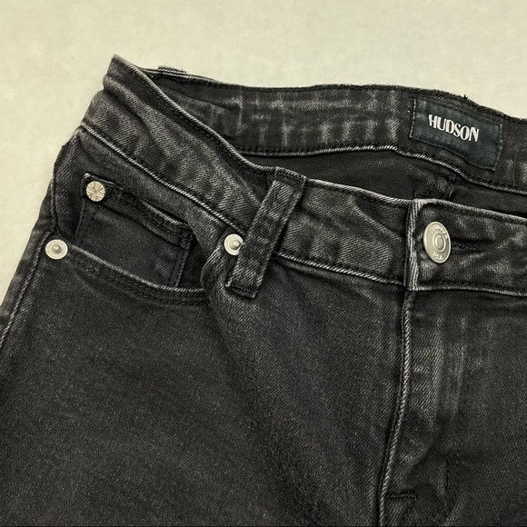 Hudson Girl's Black Skinny Jeans Size 16 Lace Hem Distressed Mid Rise Stretch - Picture 4 of 7